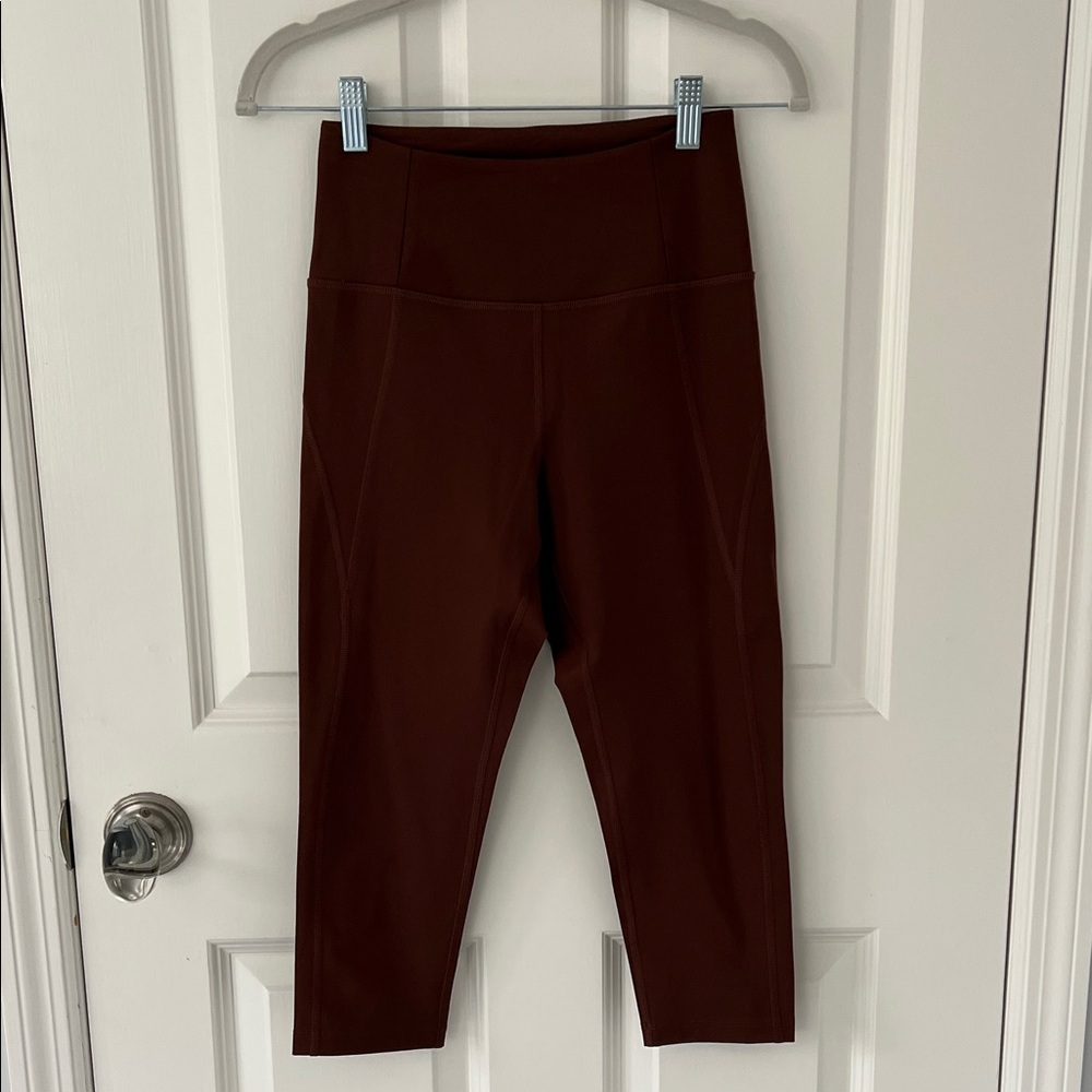Girlfriend Collective High-Waist Brown Crop Capri Athletic Leggings